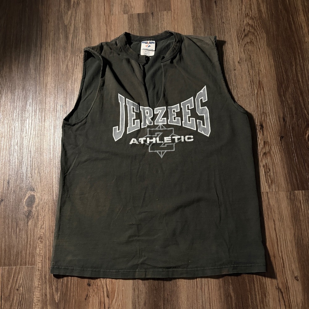 Jerzees Athletic Mens XL Gray Sleeveless T Shirt Heavyweight Cotton Made USA‎